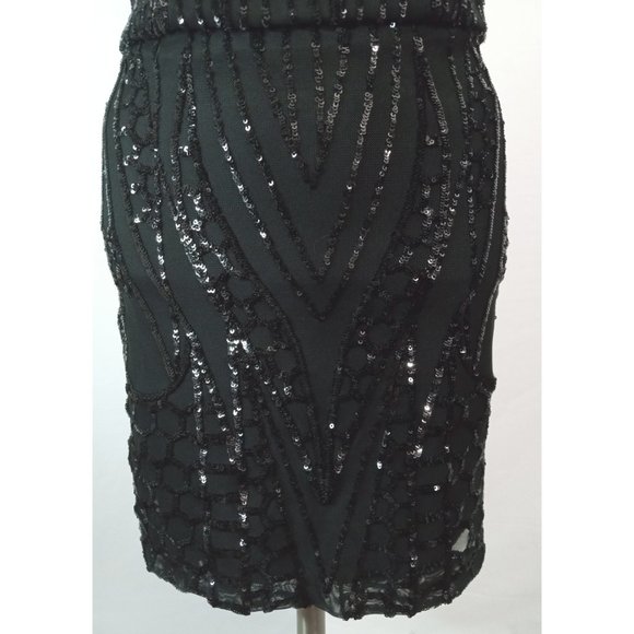 Windsor Lissie Black Formal Sequin Mini Dress Fully Lined Bodycon Sz 1/2 - Picture 7 of 9